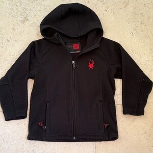 Youth Spyder Embroidered Logo Black/red Full Zip hoodie Jacket